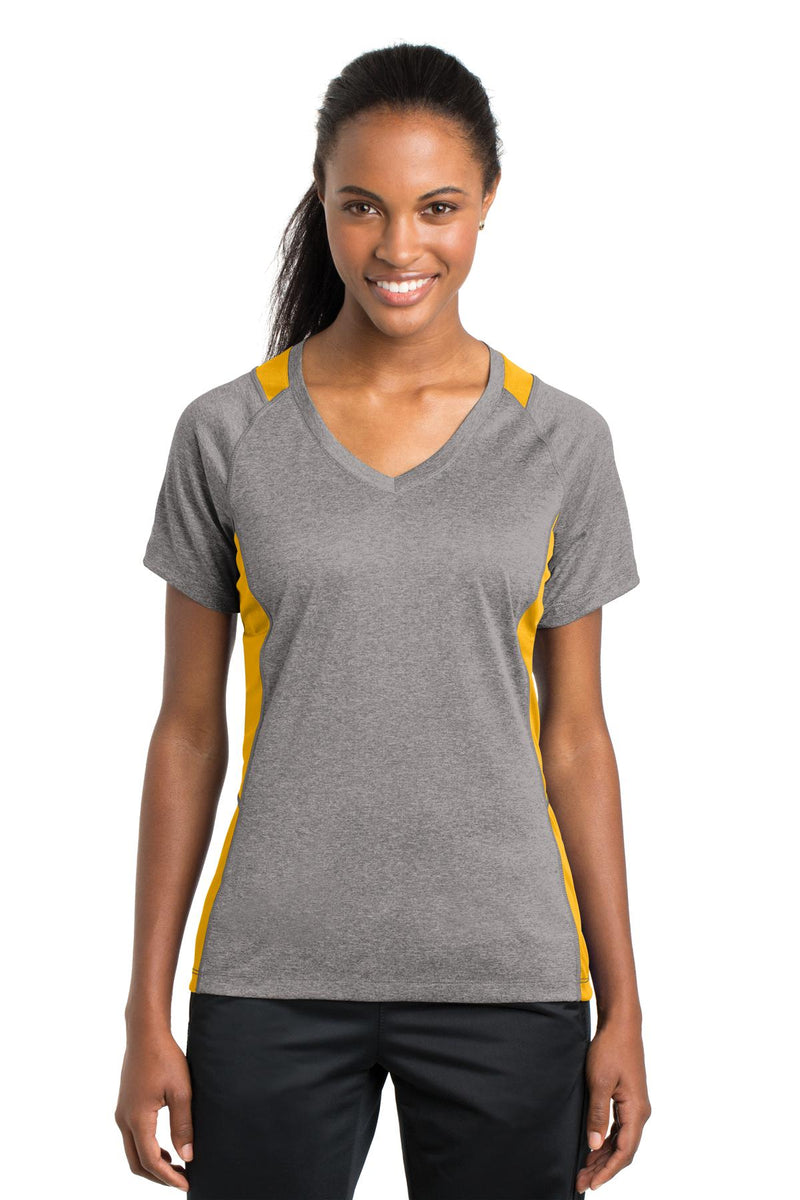 Sport-Tek ®  Women's Heather Colorblock Contender   V-Neck Tee. LST361