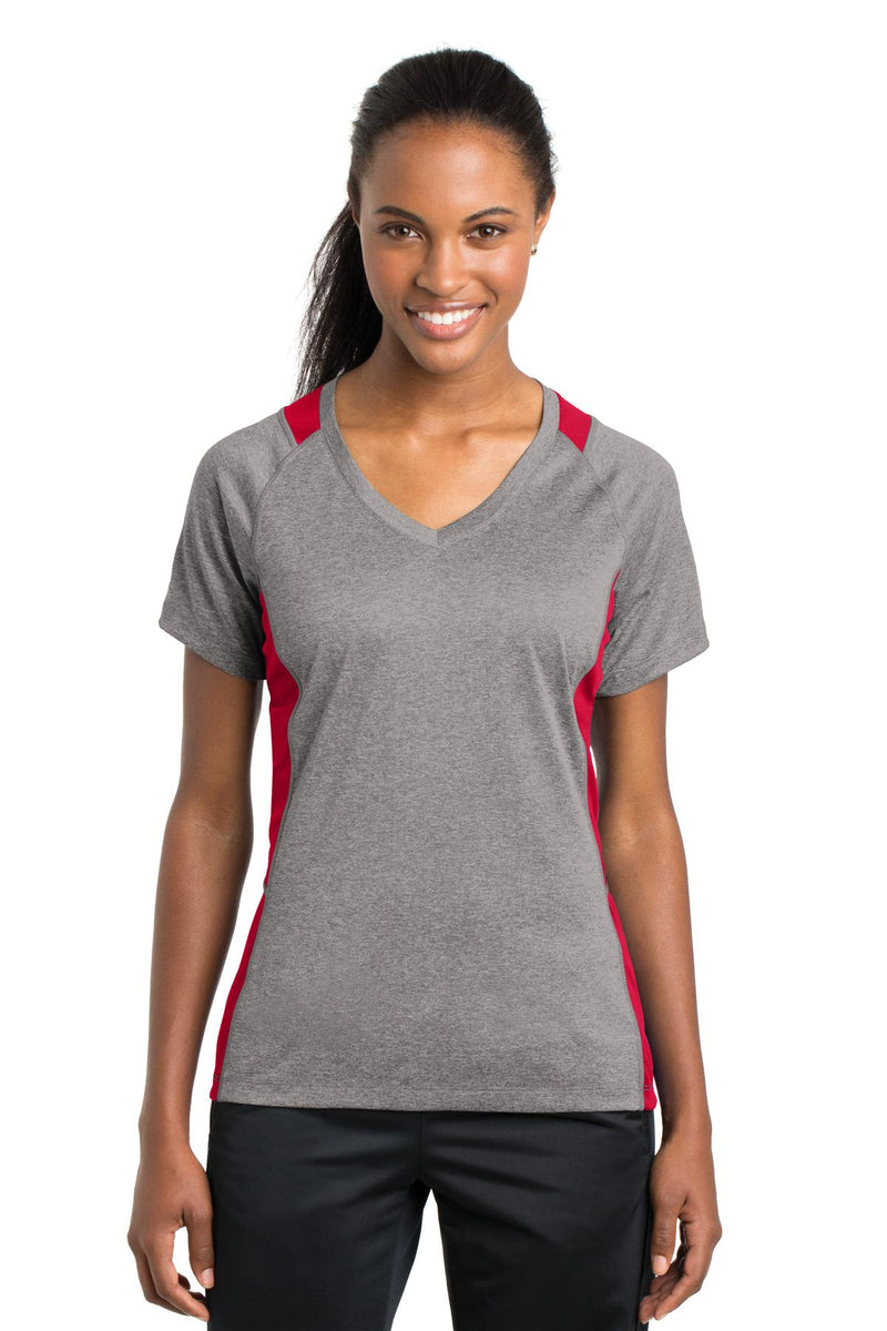 Sport-Tek ®  Women's Heather Colorblock Contender   V-Neck Tee. LST361