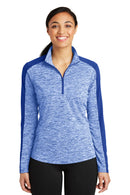 Sport-Tek ®  Women's PosiCharge ®  Electric Heather Colorblock 1/4-Zip Pullover. LST397