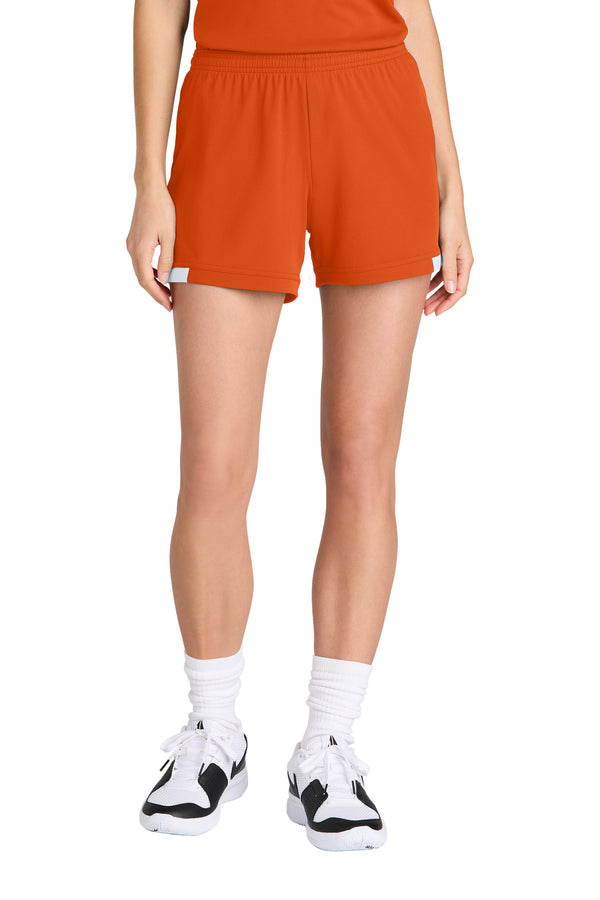 Sport-Tek ®  Women's Club 5' Short LST442 - Deep Orange/ White