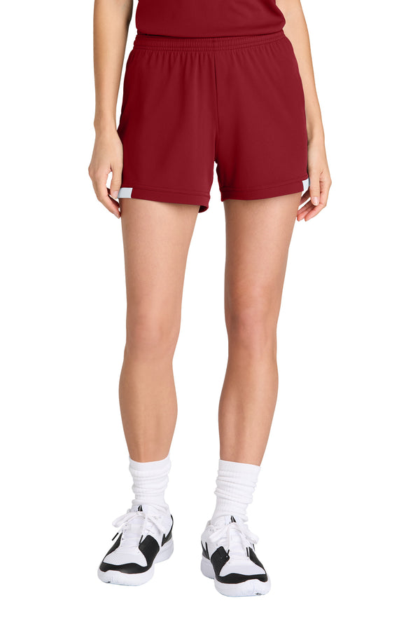 Sport-Tek ®  Women's Club 5' Short LST442 - Deep Red/ White