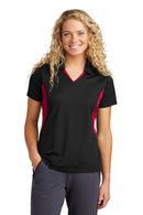 Sport-Tek ®  Women's Side Blocked Micropique Sport-Wick ®  Polo. LST655 - Black/ Deep Red
