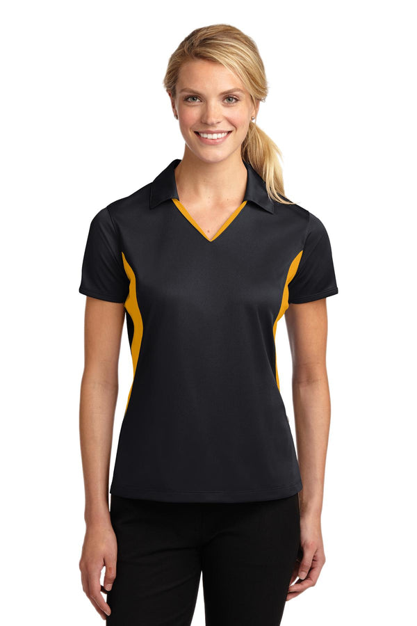 Sport-Tek ®  Women's Side Blocked Micropique Sport-Wick ®  Polo. LST655 - Black/ Gold