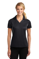 Sport-Tek ®  Women's Side Blocked Micropique Sport-Wick ®  Polo. LST655 - Black/ Iron Grey