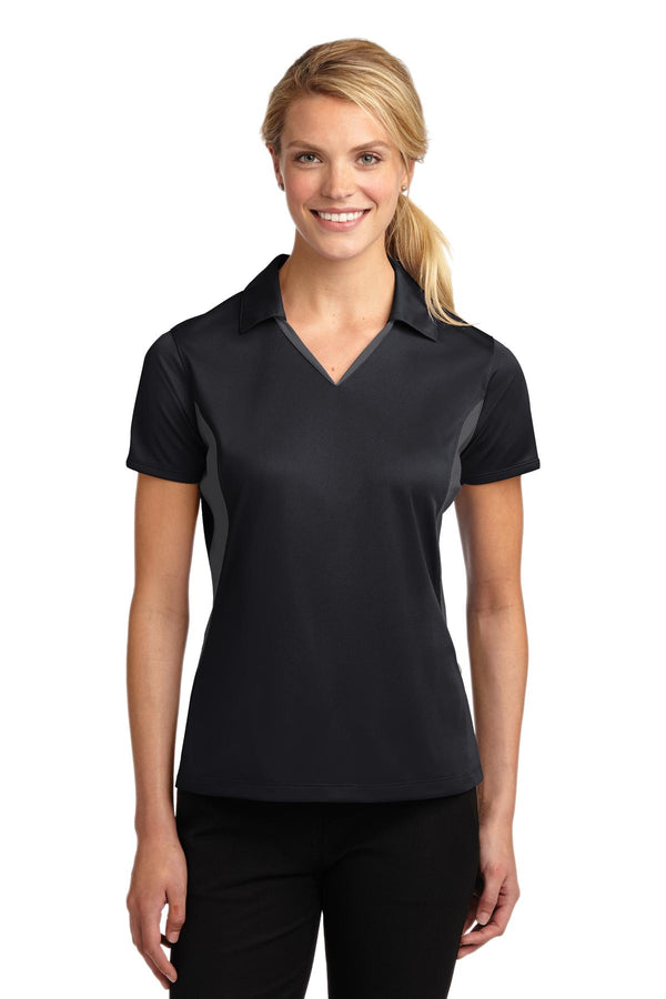 Sport-Tek ®  Women's Side Blocked Micropique Sport-Wick ®  Polo. LST655 - Black/ Iron Grey