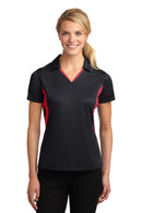 Sport-Tek ®  Women's Side Blocked Micropique Sport-Wick ®  Polo. LST655 - Black/ True Red