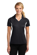 Sport-Tek ®  Women's Side Blocked Micropique Sport-Wick ®  Polo. LST655 - Black/ White