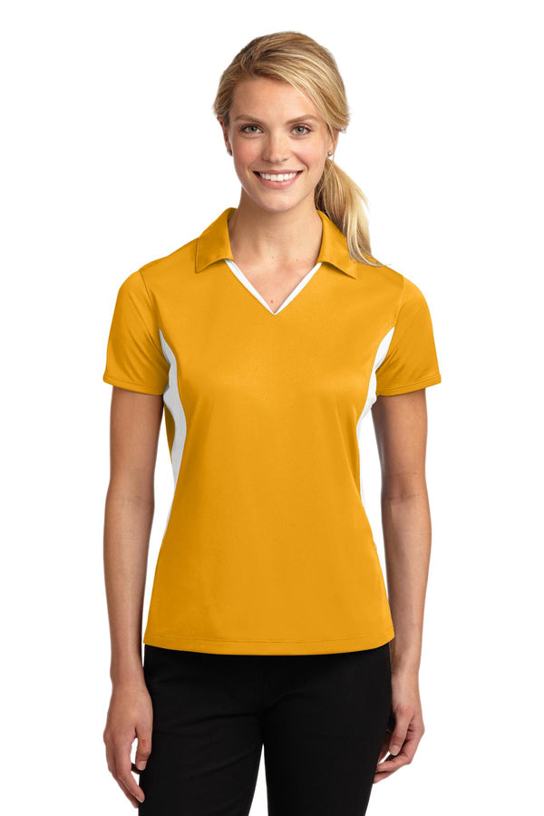 Sport-Tek ®  Women's Side Blocked Micropique Sport-Wick ®  Polo. LST655 - Gold/ White
