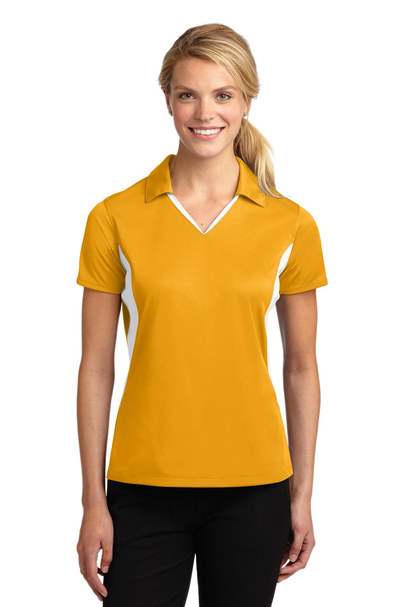 Sport-Tek ®  Women's Side Blocked Micropique Sport-Wick ®  Polo. LST655 - Gold/ White