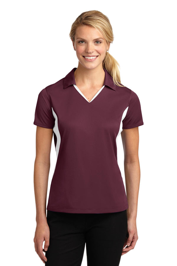 Sport-Tek ®  Women's Side Blocked Micropique Sport-Wick ®  Polo. LST655 - Maroon/ White