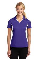 Sport-Tek ®  Women's Side Blocked Micropique Sport-Wick ®  Polo. LST655 - Purple/ White