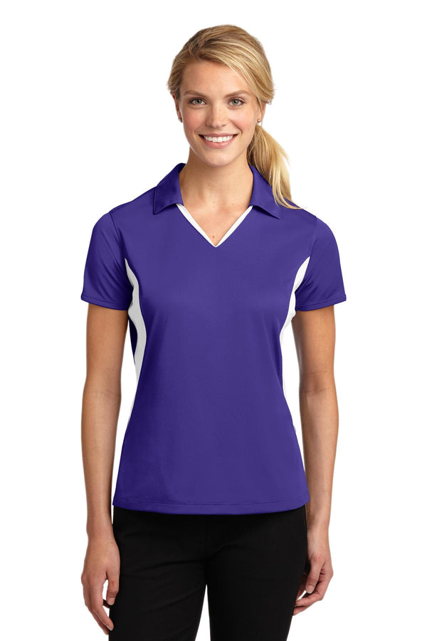 Sport-Tek ®  Women's Side Blocked Micropique Sport-Wick ®  Polo. LST655 - Purple/ White
