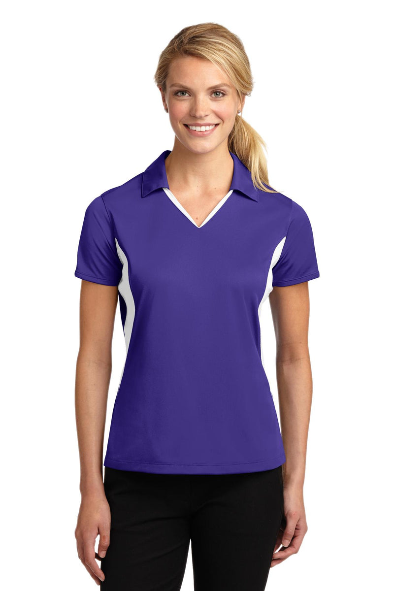 Sport-Tek ®  Women's Side Blocked Micropique Sport-Wick ®  Polo. LST655 - Purple/ White