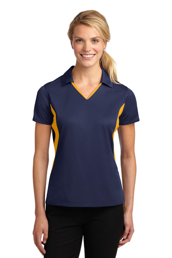 Sport-Tek ®  Women's Side Blocked Micropique Sport-Wick ®  Polo. LST655 - True Navy/ Gold