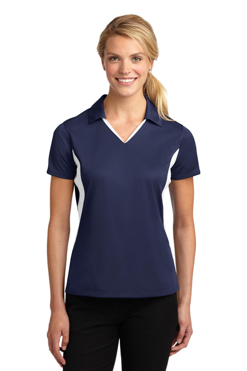 Sport-Tek ®  Women's Side Blocked Micropique Sport-Wick ®  Polo. LST655 - True Navy/ White
