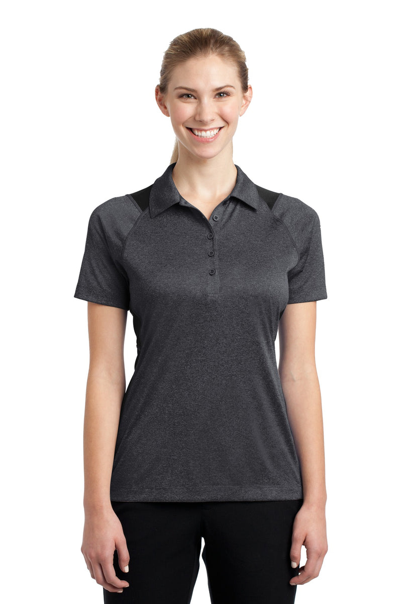 Sport-Tek ®  Women's Heather Colorblock Contender   Polo. LST665 - Graphite Heather/ Black