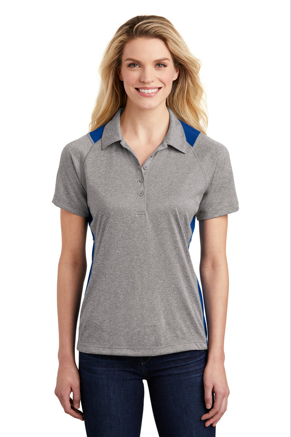 Sport-Tek ®  Women's Heather Colorblock Contender   Polo. LST665 - Vintage Heather/ True Royal