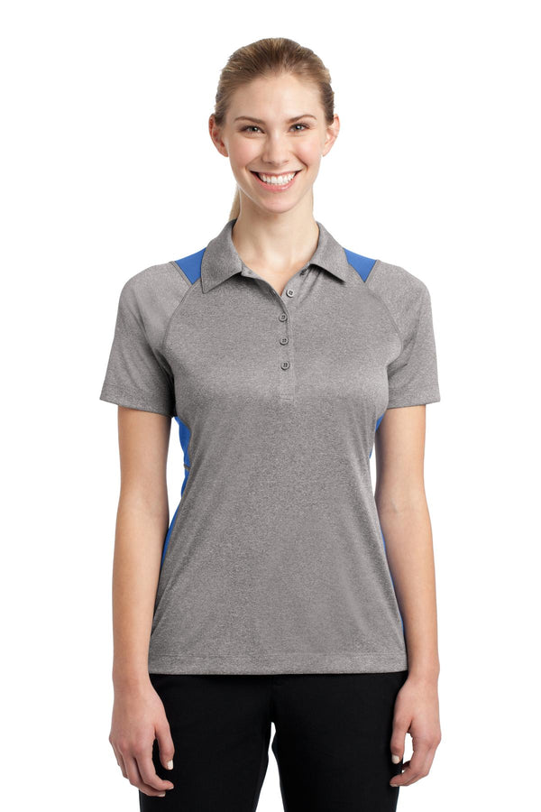 Sport-Tek ®  Women's Heather Colorblock Contender   Polo. LST665 - Vintage Heather/ Carolina Blue