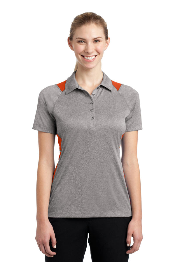 Sport-Tek ®  Women's Heather Colorblock Contender   Polo. LST665 - Vintage Heather/ Deep Orange