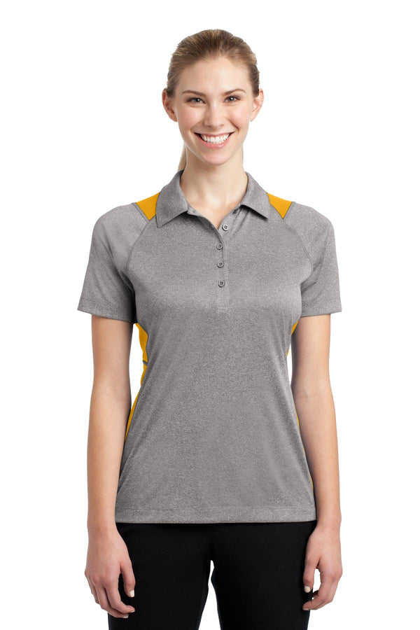 Sport-Tek ®  Women's Heather Colorblock Contender   Polo. LST665 - Vintage Heather/ Gold