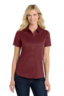 Port Authority ®  Women's Short Sleeve SuperPro React  Twill Shirt. LW809 - Burgundy