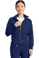 Med Couture Women's Cropped Warm Up Jacket. Item MC303 in MC AMP Collection. Live Chat for Bulk Discounts.