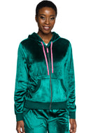 Med Couture Velour Zip Front Logo Hoodie. Item MC317 in MC AMP Collection. Live Chat for Bulk Discounts.