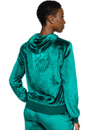 Med Couture Velour Zip Front Logo Hoodie. Item MC317 in MC AMP Collection. Live Chat for Bulk Discounts.