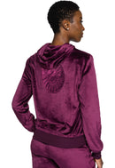 Med Couture Velour Zip Front Logo Hoodie. Item MC317 in MC AMP Collection. Live Chat for Bulk Discounts.