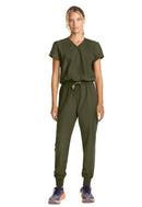 Med Couture Women's Zip Front Jumpsuit. Item MC510 in MC INSIGHT Collection. Live Chat for Bulk Discounts.