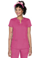 Med Couture  Split Round Neck Top. Item MC607 in MC TOUCH Collection. Live Chat for Bulk Discounts.