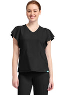 Med Couture Women's 2-Pocket Flutter Sleeve V-Neck. Item MC611 in MC INSIGHT Collection. Live Chat for Bulk Discounts.