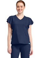 Med Couture Women's 2-Pocket Flutter Sleeve V-Neck. Item MC611 in MC INSIGHT Collection. Live Chat for Bulk Discounts.