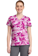 Med Couture Print V-Neck Top. Item MC632 in MC PRINTS Collection. Live Chat for Bulk Discounts.