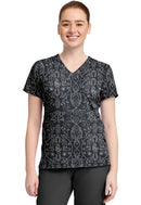 Med Couture Print V-Neck Top. Item MC632 in MC PRINTS Collection. Live Chat for Bulk Discounts.