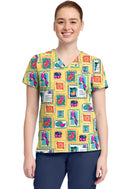 Med Couture Print V-Neck Top. Item MC632 in MC PRINTS Collection. Live Chat for Bulk Discounts.