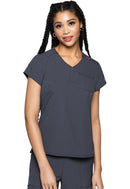 Med Couture Quarter Zip V-Neck Tuckable Top. Item MC705 in MC AMP Collection. Live Chat for Bulk Discounts.