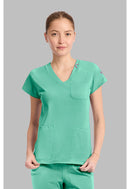 Med Couture Raglan V-Neck Top. Item MC752 in MC AMP KNIT Collection. Live Chat for Bulk Discounts.