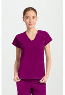 Med Couture Raglan V-Neck Top. Item MC752 in MC AMP KNIT Collection. Live Chat for Bulk Discounts.
