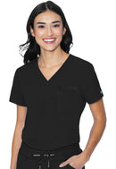 Med Couture V-Neck Chest Pocket Top. Item MC8482 in MC PEACHES Collection. Live Chat for Bulk Discounts.