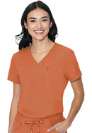 Med Couture V-Neck Chest Pocket Top. Item MC8482 in MC PEACHES Collection. Live Chat for Bulk Discounts.