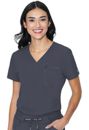 Med Couture V-Neck Chest Pocket Top. Item MC8482 in MC PEACHES Collection. Live Chat for Bulk Discounts.