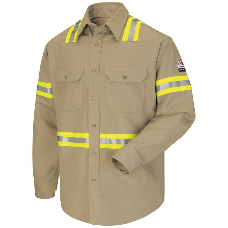 Bulwark [SLDT] Men's Midweight FR Enhanced Visibility Uniform Shirt. Live Chat for Bulk Discounts.