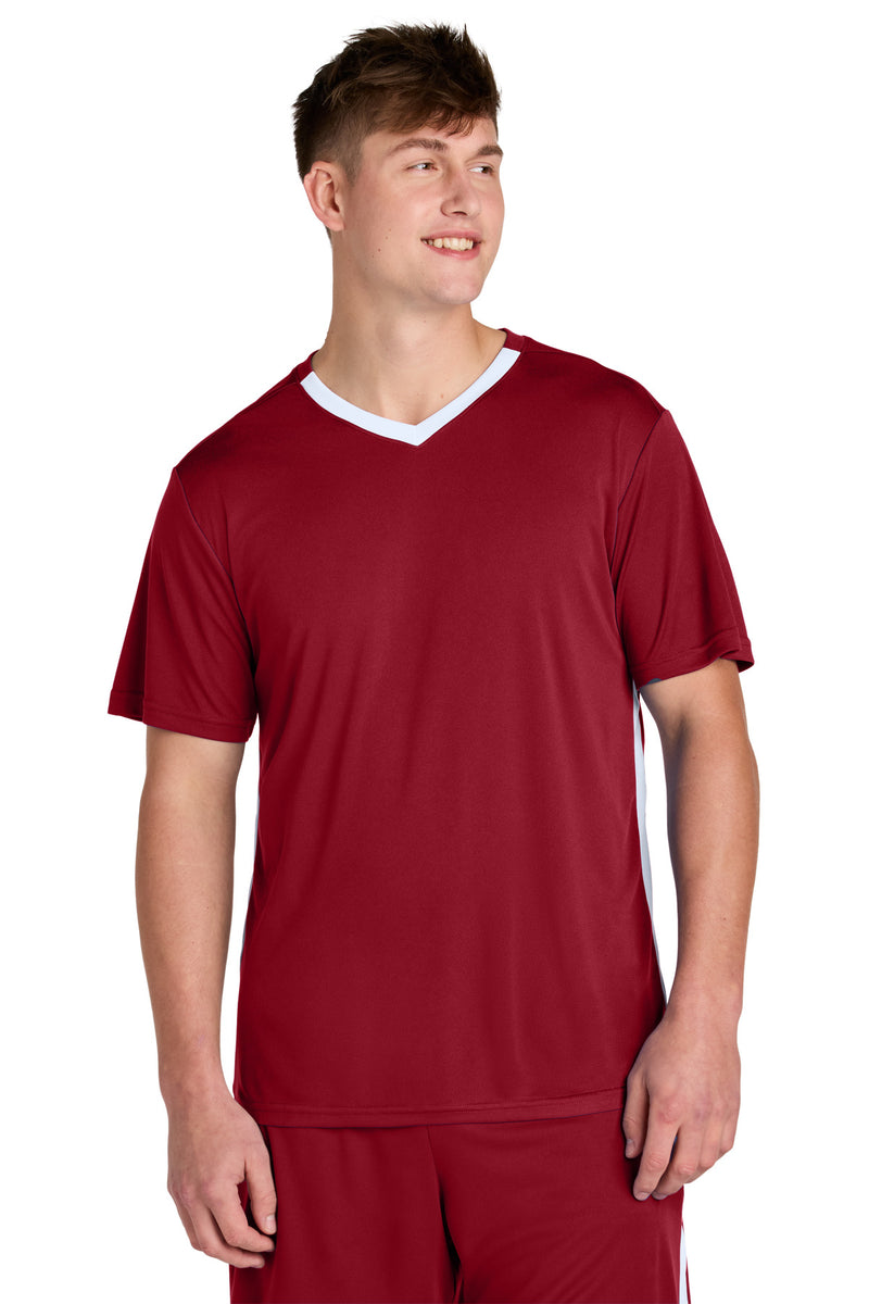 Sport-Tek ®  Competitor   United V-Neck ST101 - Deep Red/ White