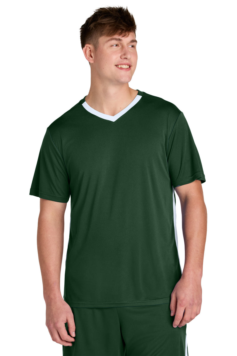 Sport-Tek ®  Competitor   United V-Neck ST101 - Forest Green/ White