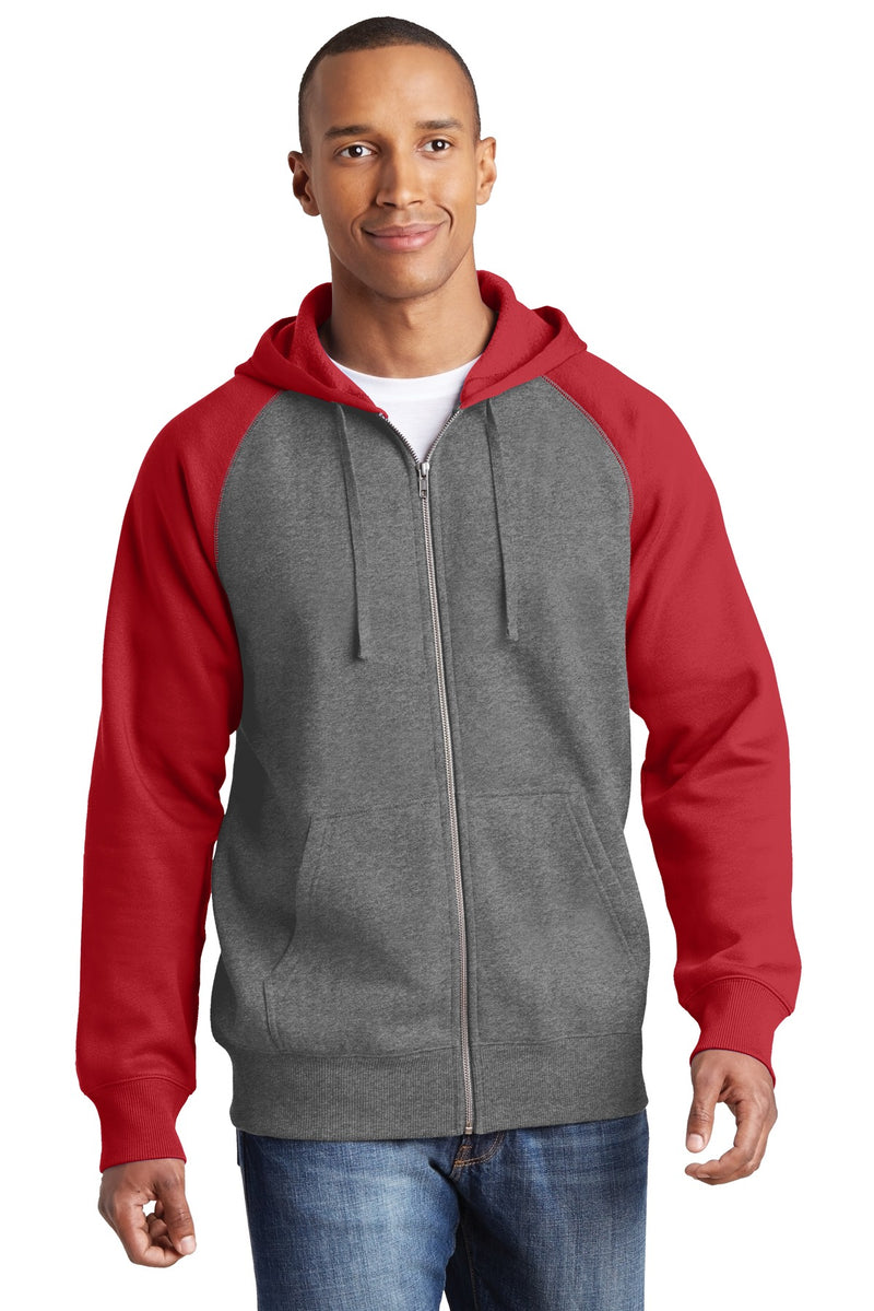 Sport-Tek ®  Raglan Colorblock Full-Zip Hooded Fleece Jacket.  ST269