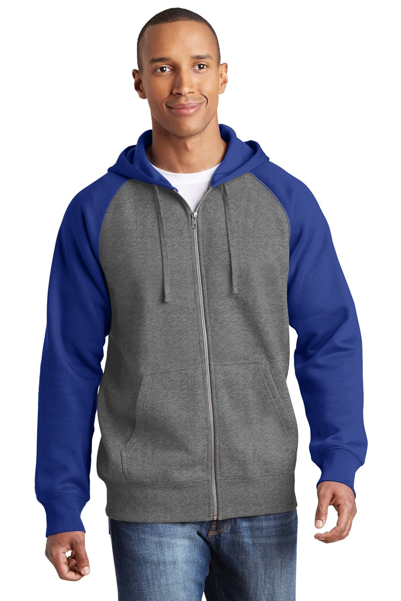 Sport-Tek ®  Raglan Colorblock Full-Zip Hooded Fleece Jacket.  ST269