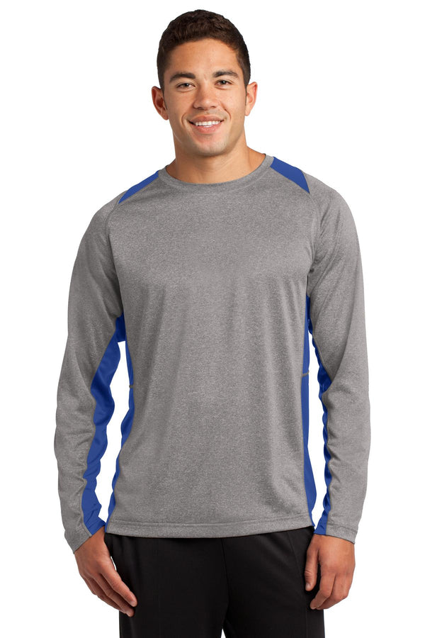 Sport-Tek ®  Long Sleeve Heather Colorblock Contender   Tee. ST361LS - Vintage Heather/ True Royal