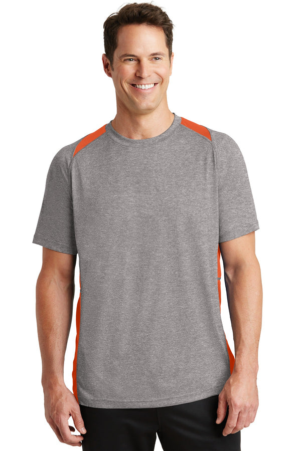 Sport-Tek ®  Heather Colorblock Contender   Tee. ST361 - Vintage Heather/ Deep Orange
