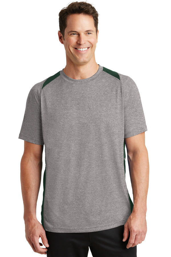 Sport-Tek ®  Heather Colorblock Contender   Tee. ST361 - Vintage Heather/ Forest Green
